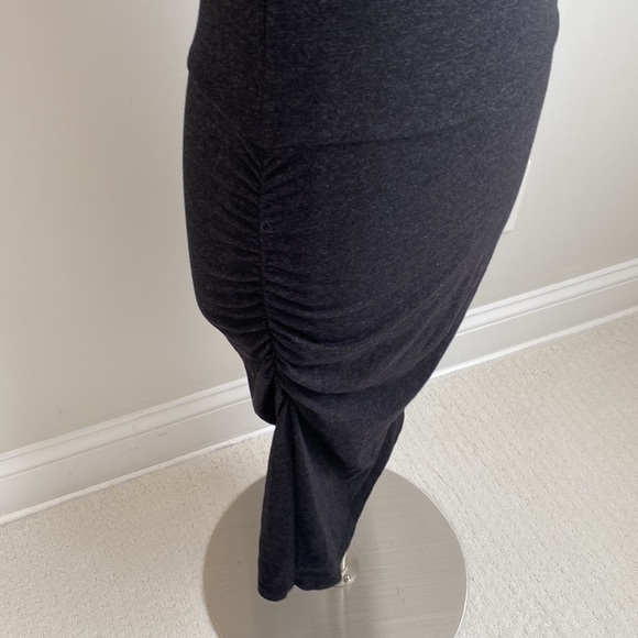 Monrow Charcoal Side Ruched Midi Dress - Picture 6 of 8